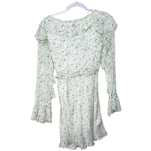 Free‎ People Sweetest Thing Mini Dress Women 4 Ivory Green Fairy Boho Floral - Picture 2 of 11